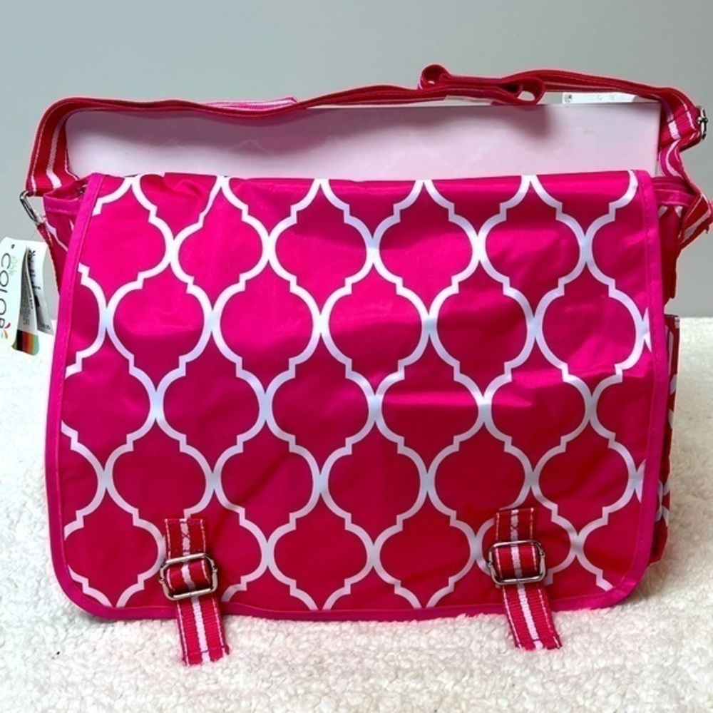 All For Color Pink Quatrefoil Messenger Bag